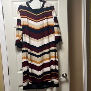 Multi colored Ashley Stewart dress navy/gold/cream/maroon size 26/28.